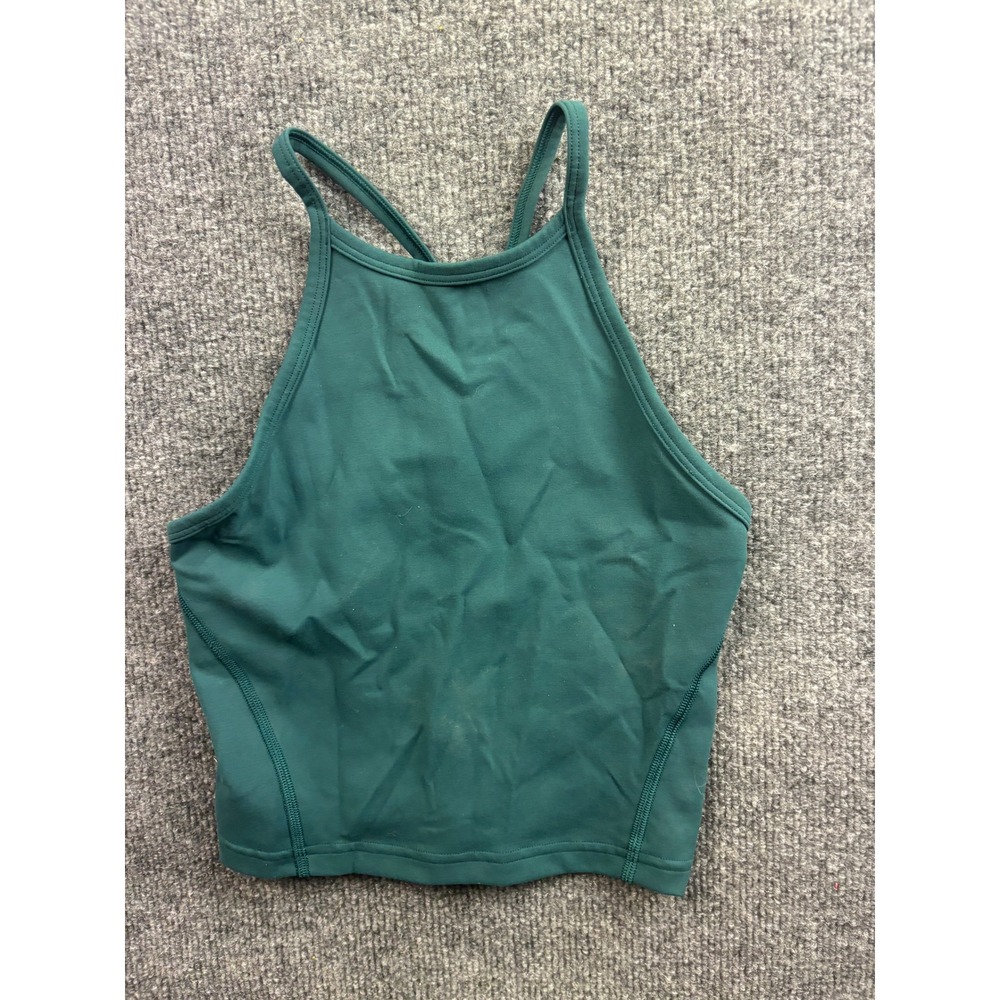 Lululemon Ebb to Train Tank Top Womens 4 Green High Neck Strappy Cropped Yoga